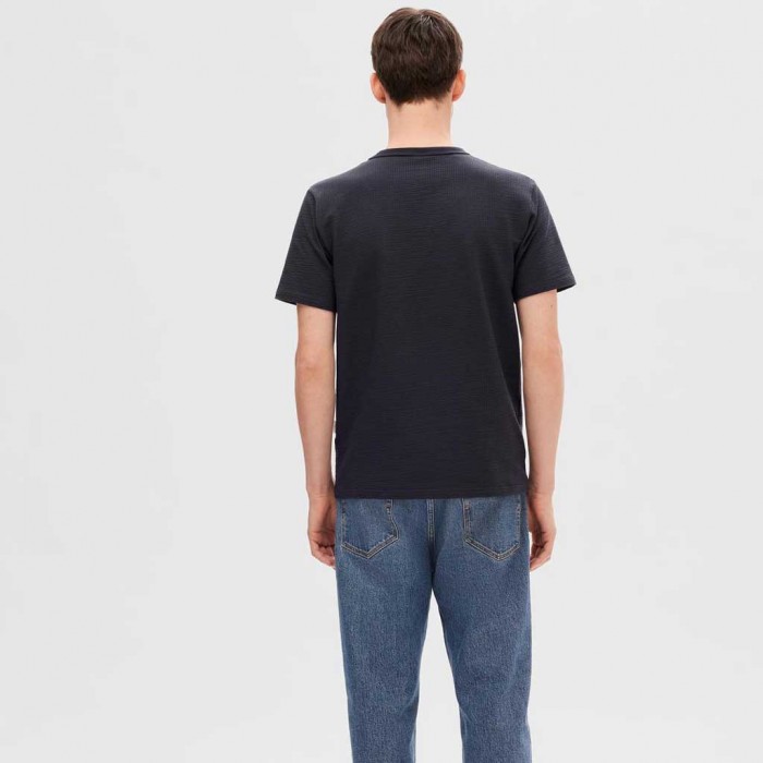 SELECTED  SLHSANDER SEERSUCKER SS O-NECK TEE BLUE