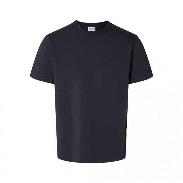 SELECTED  SLHSANDER SEERSUCKER SS O-NECK TEE BLUE