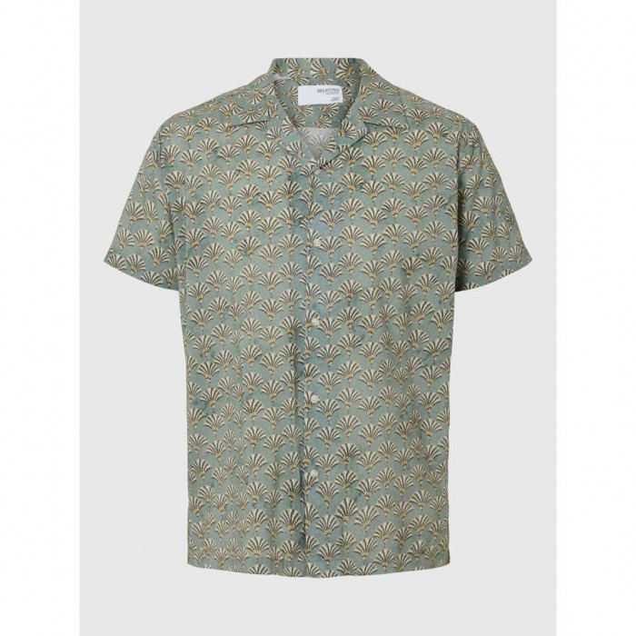 SELECTED CUBAN COLLAR SHIRT GREEN SELECTED CUBAN COLLAR SHIRT GREEN