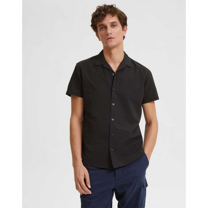 SELECTED SLHREGSUN SHIRT SS RESORT BLACK