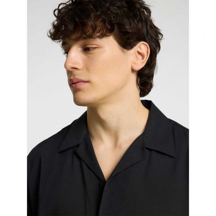 SELECTED CUBAN COLLAR SHIRT BLACK SELECTED CUBAN COLLAR SHIRT BLACK