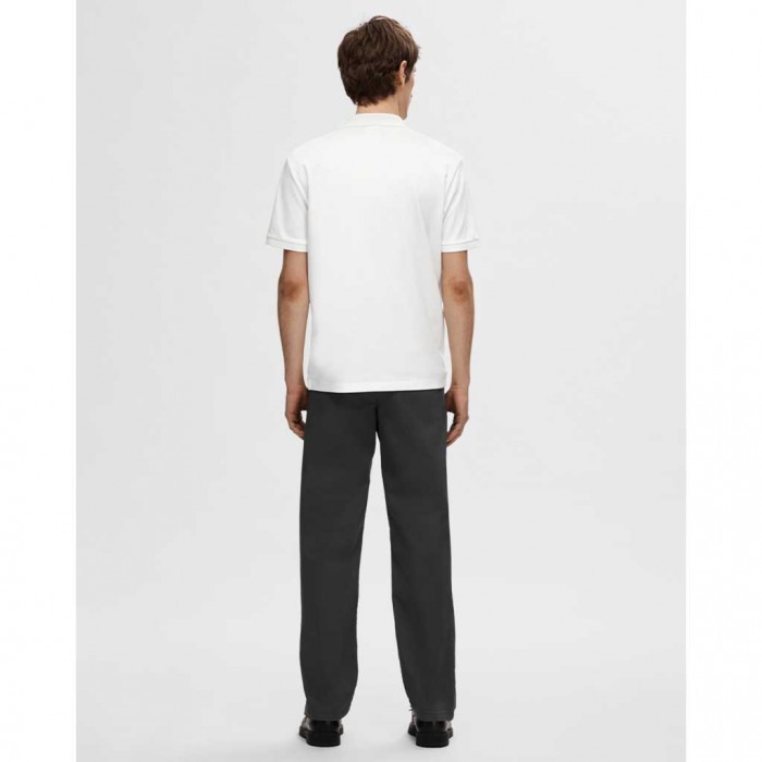 SELECTED SLHFAVE ZIP SS POLO NOOS WHITE