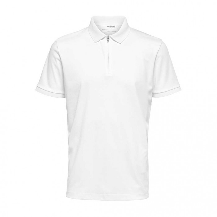 SELECTED SLHFAVE ZIP SS POLO NOOS WHITE