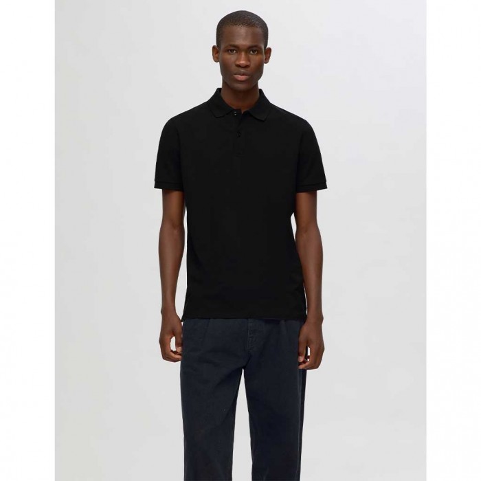 SELECTED  SLHSLIM-ATLAS SS POLO BLACK