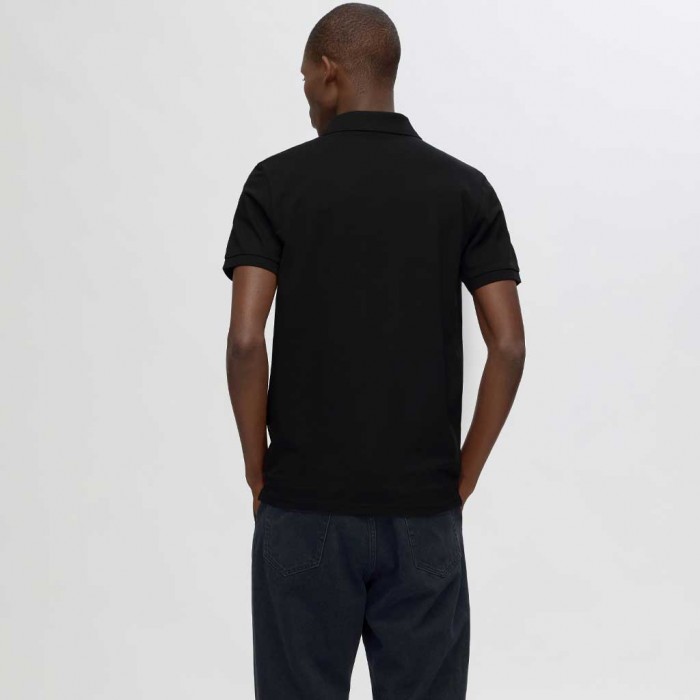 SELECTED  SLHSLIM-ATLAS SS POLO BLACK