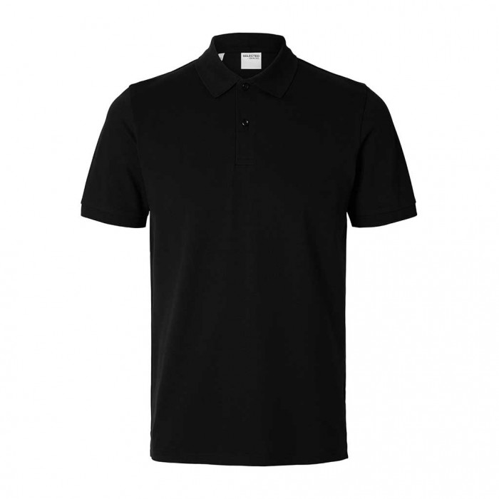 SELECTED  SLHSLIM-ATLAS SS POLO BLACK