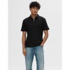 SELECTED SLHFAVE ZIP SS POLO NOOS BLACK