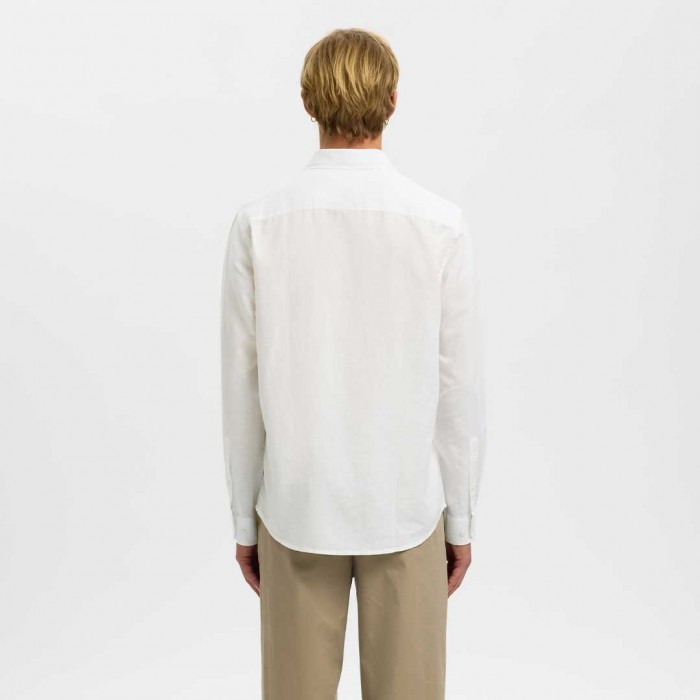 SELECTED SLMREGCLAUS CLAY LINENBLEND LS SHT NOOS WHITE SELECTED SLMREGCLAUS CLAY LINENBLEND LS SHT NOOS WHITE