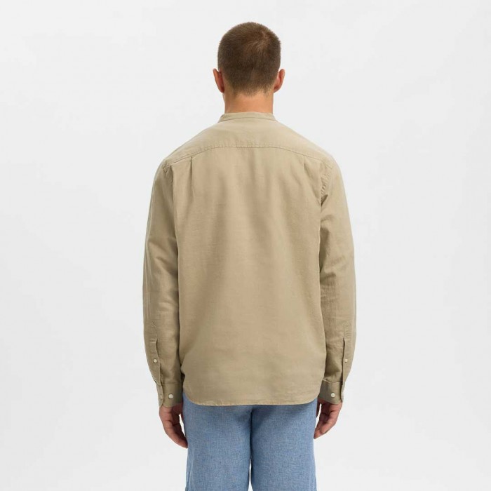 SELECTED SLHREGCLAY LINENBLEND LS SHIRT BAND NOOS BEIGE SELECTED SLHREGCLAY LINENBLEND LS SHIRT BAND NOOS BEIGE