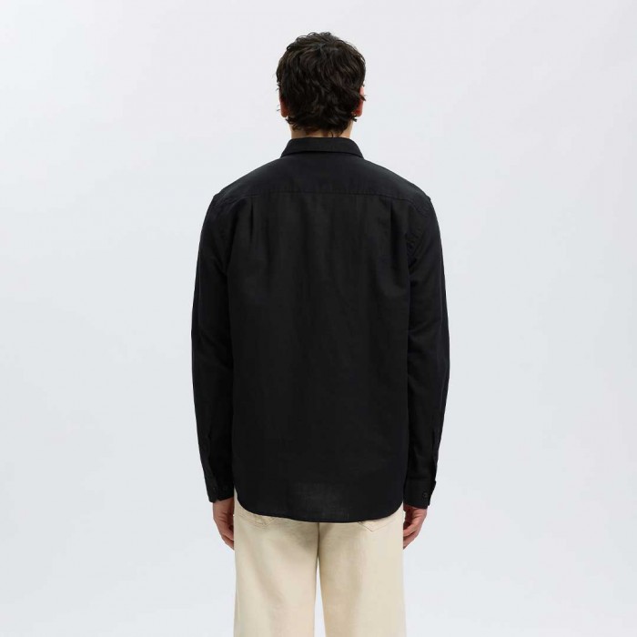 SELECTED SLMREGCLAUS CLAY LINENBLEND LS SHT NOOS BLACK SELECTED SLMREGCLAUS CLAY LINENBLEND LS SHT NOOS BLACK