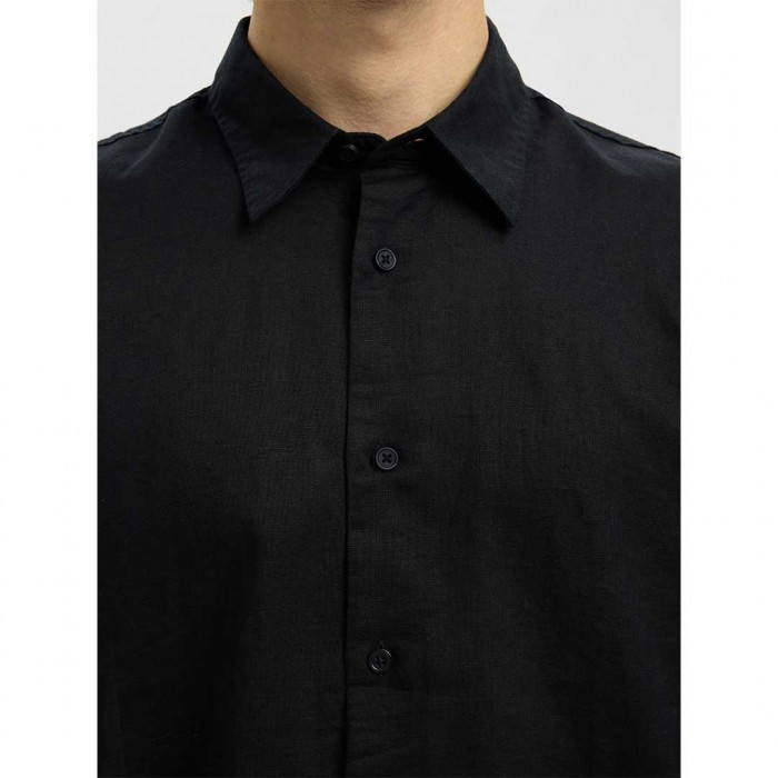 SELECTED SLMREGCLAUS CLAY LINENBLEND SS SHT NOOS BLACK