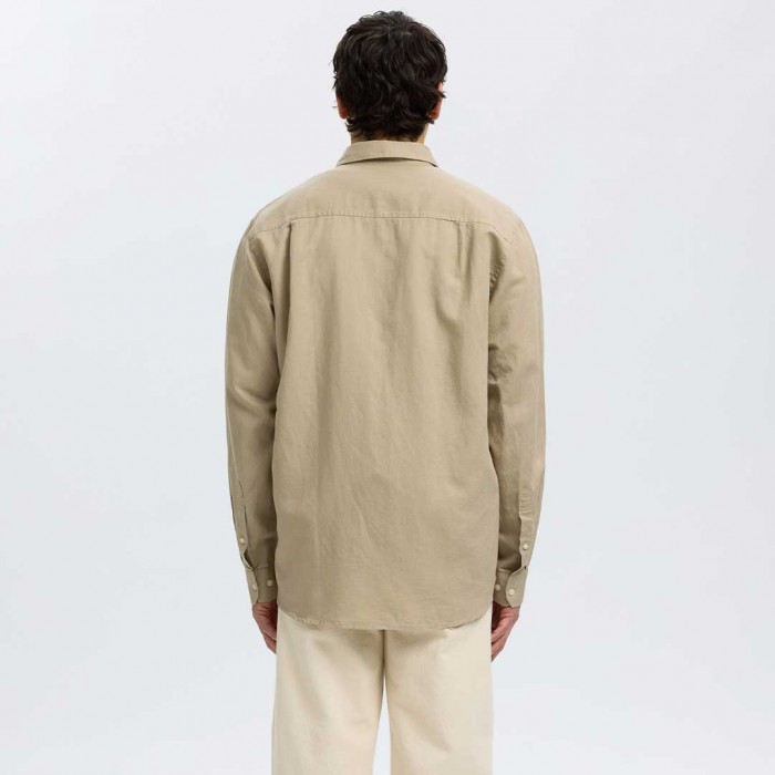 SELECTED SLMREGCLAUS CLAY LINENBLEND LS SHT NOOS BEIGE SELECTED SLMREGCLAUS CLAY LINENBLEND LS SHT NOOS BEIGE