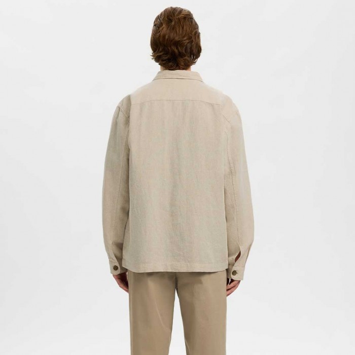 SELECTED SLMOTTO LEROY LINEN BLEND OVERSHIRT NOOS BEIGE SELECTED SLMOTTO LEROY LINEN BLEND OVERSHIRT NOOS BEIGE