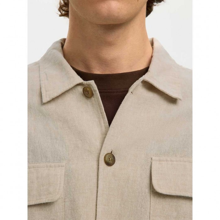 SELECTED SLMOTTO LEROY LINEN BLEND OVERSHIRT NOOS BEIGE