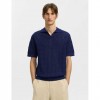 SELECTED SLHARCO SS KNIT STRUCTURE OPEN POLO BLUE
