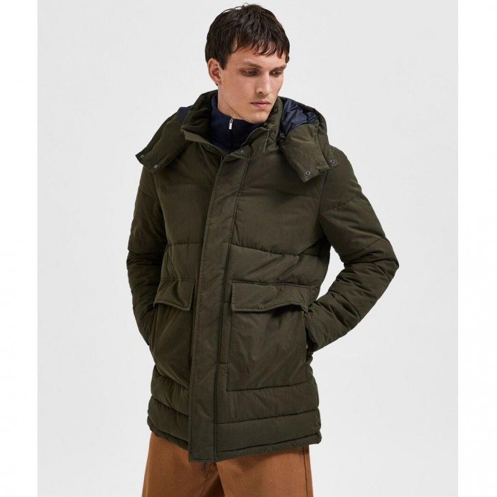 SELECTED PADDED PARKA COAT GREEN