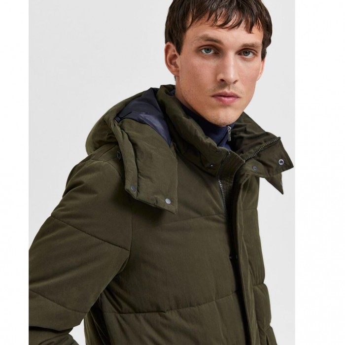 SELECTED PADDED PARKA COAT GREEN