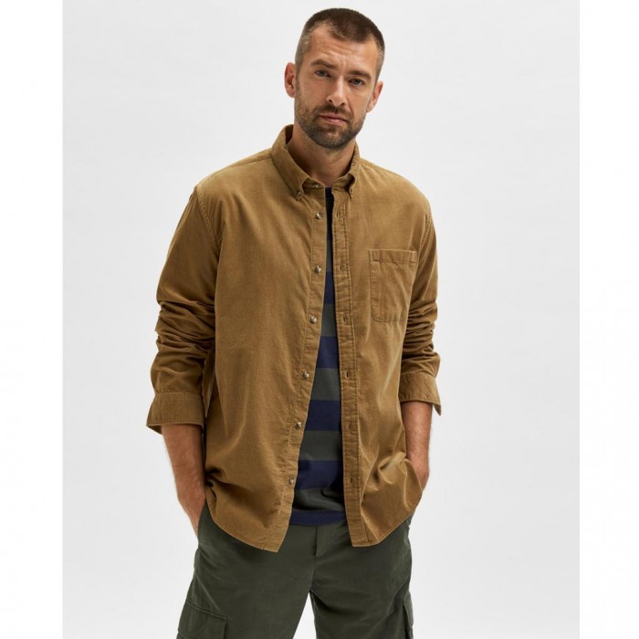 SELECTED  SLHREGRICK-CORD SHIRT LS W BROWN