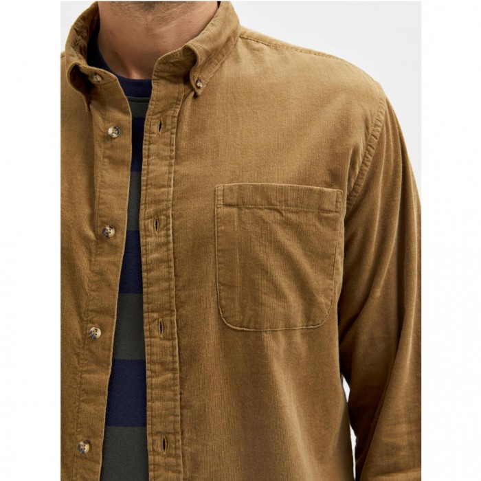 SELECTED  SLHREGRICK-CORD SHIRT LS W BROWN