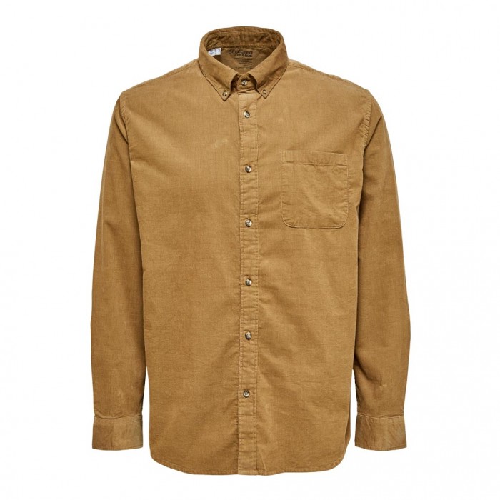 SELECTED  SLHREGRICK-CORD SHIRT LS W BROWN