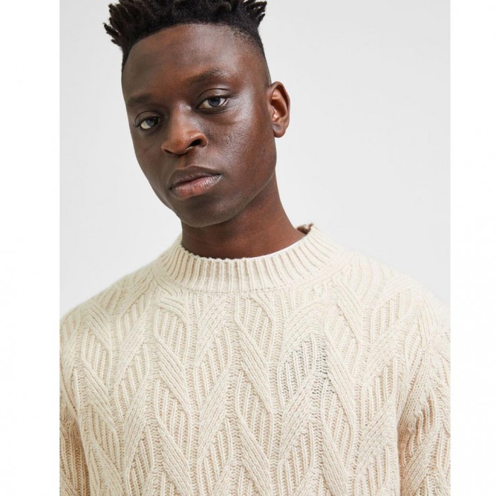 SELECTED CABLE KNIT KNITTED PULLOVER OATMEAL