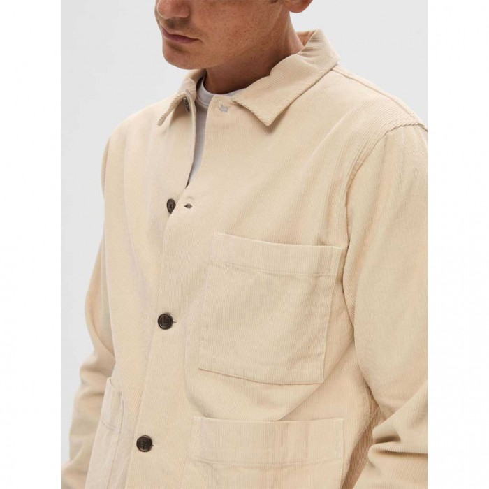 SELECTED CORDUROY OVERSHIRT BEIGE