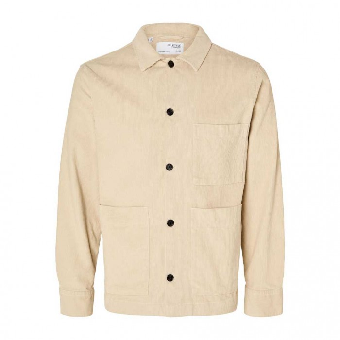 SELECTED CORDUROY OVERSHIRT BEIGE