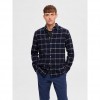 SELECTED SLHSLIMOWEN-FLANNEL SHIRT LS NOOS BLUE