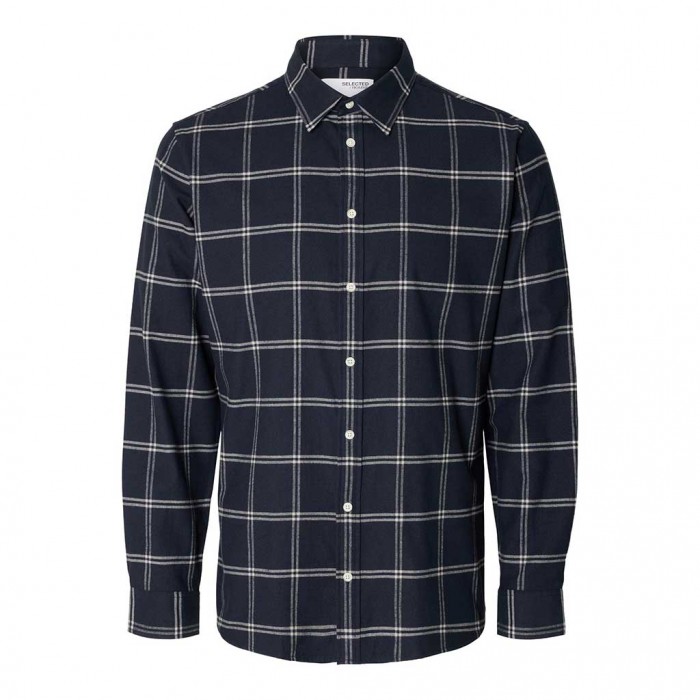 SELECTED SLHSLIMOWEN-FLANNEL SHIRT LS NOOS BLUE