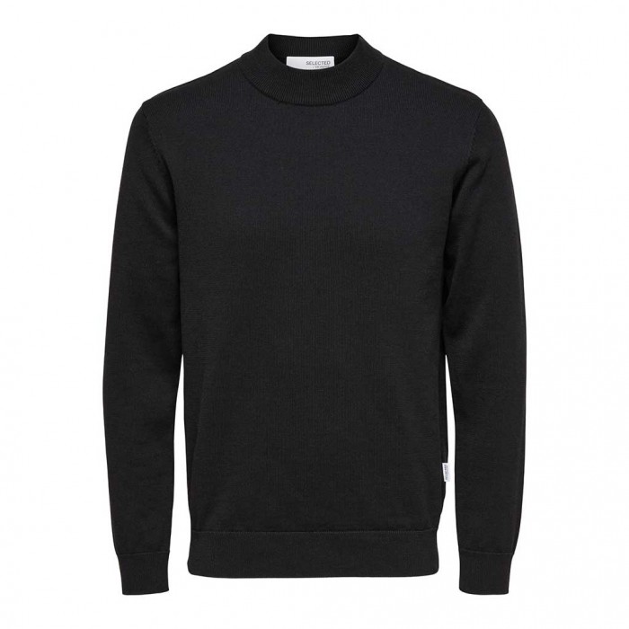 SELECTED  SLHROBERT LS KNIT MOCK NECK BLACK