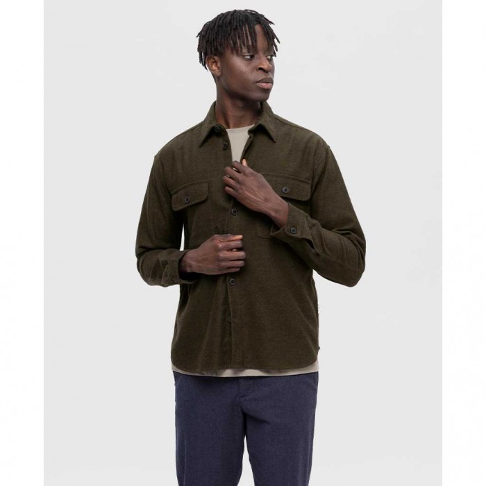 SELECTED  SLHMASON-TWILL OVERSHIRT LS NOOS GREEN