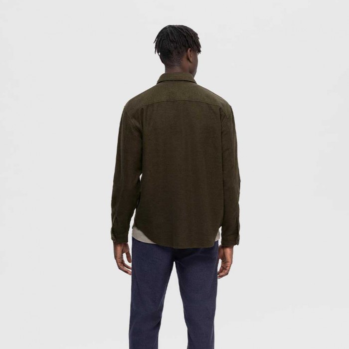 SELECTED  SLHMASON-TWILL OVERSHIRT LS NOOS GREEN