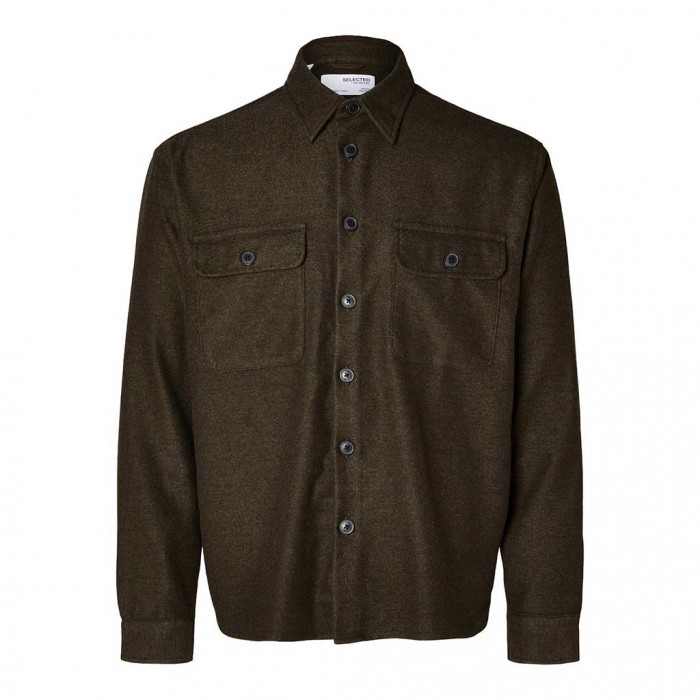 SELECTED  SLHMASON-TWILL OVERSHIRT LS NOOS GREEN