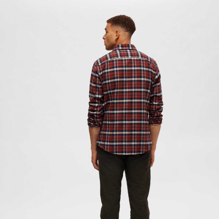 SELECTED SLHSLIMOWEN-FLANNEL SHIRT LS NOOS ORANGE