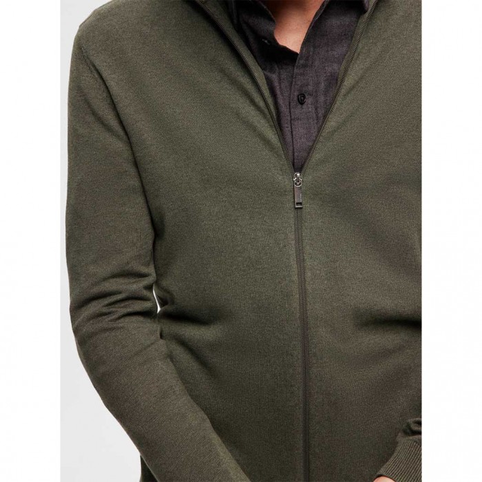 SELECTED SLHBERG FULL ZIP CARDIGAN NOOS GREEN