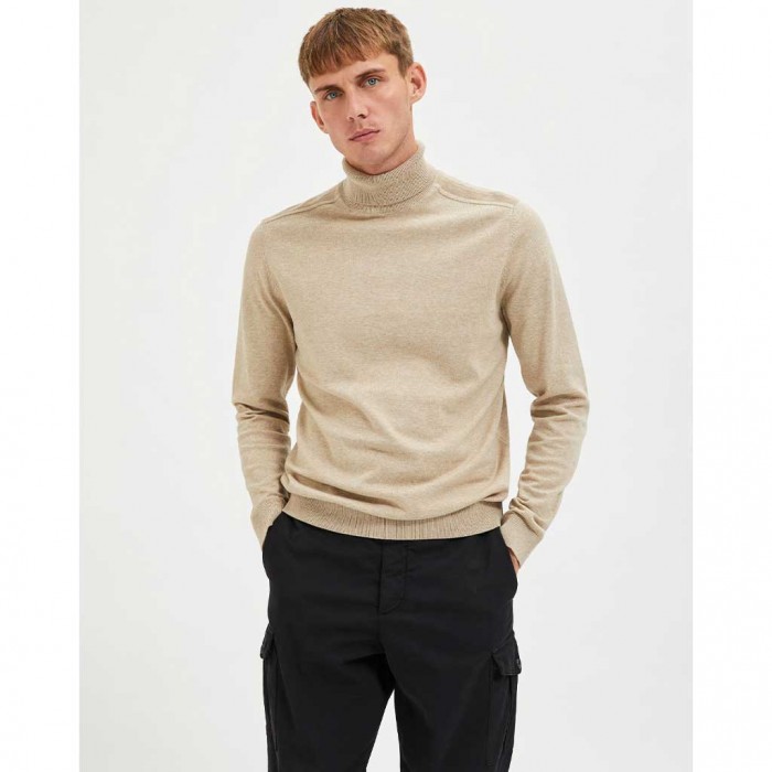 SELECTED SLHBERG ROLL NECK B NOOS BEIGE