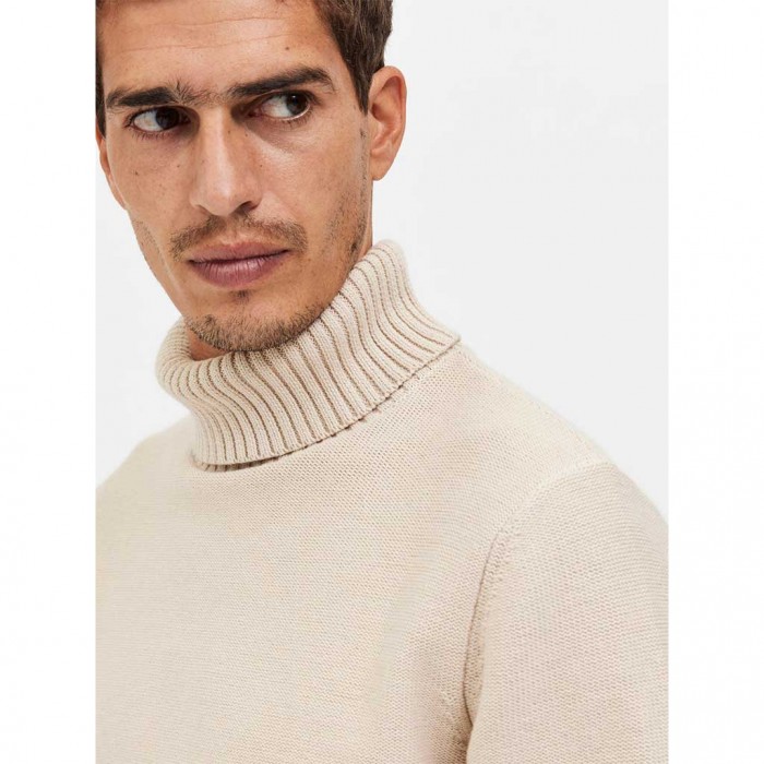 SELECTED SLHAXEL LS KNIT ROLL NECK NOOS BEIGE