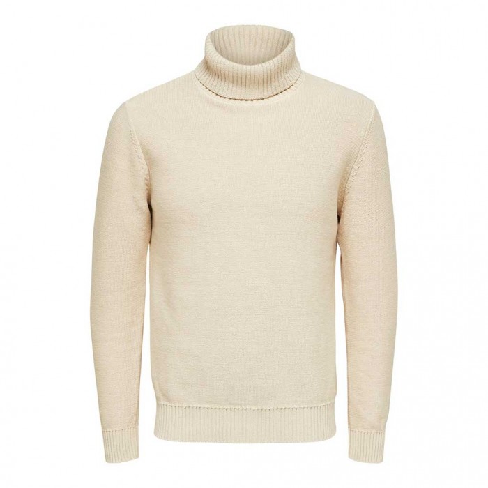 SELECTED SLHAXEL LS KNIT ROLL NECK NOOS BEIGE