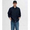 SELECTED SLHRELAX-CORD CHECK SHIRT LS BLUE