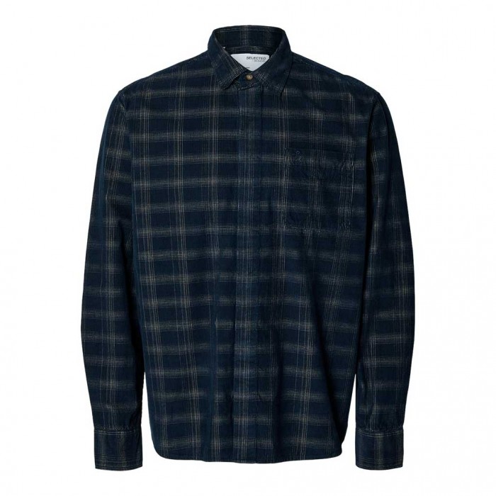 SELECTED SLHRELAX-CORD CHECK SHIRT LS BLUE