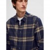 SELECTED  SLHSLIMOWEN-FLANNEL SHIRT LS NOOS BLUE/GREEN