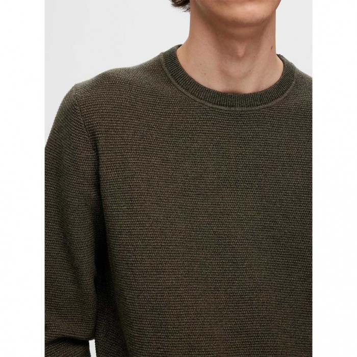 SELECTED  SLHROSS LS KNIT STRUCTURE CREW NECK NOOS GREEN