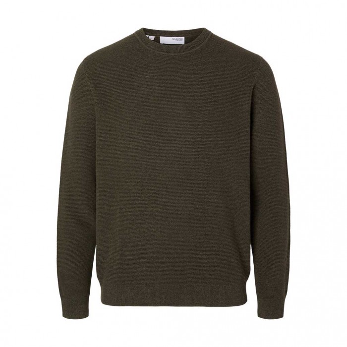 SELECTED  SLHROSS LS KNIT STRUCTURE CREW NECK NOOS GREEN