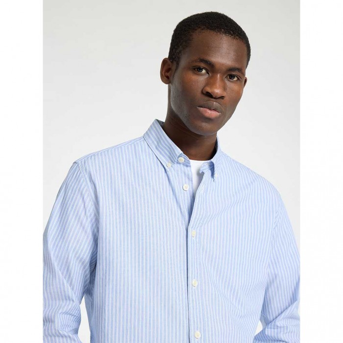 SELECTED  SLHREG-ROBIN STRIPE BUTTON DOWN SHIRT LS LIGHT BLUE