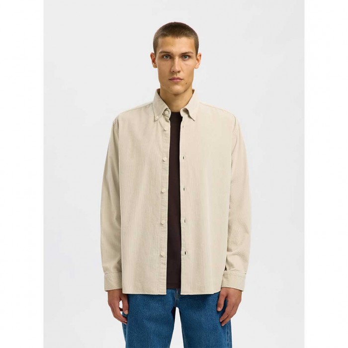 SELECTED SLHREGDANNI CORD BD LS SHIRT NOOS ECRU