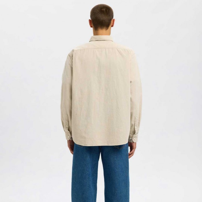 SELECTED SLHREGDANNI CORD BD LS SHIRT NOOS ECRU