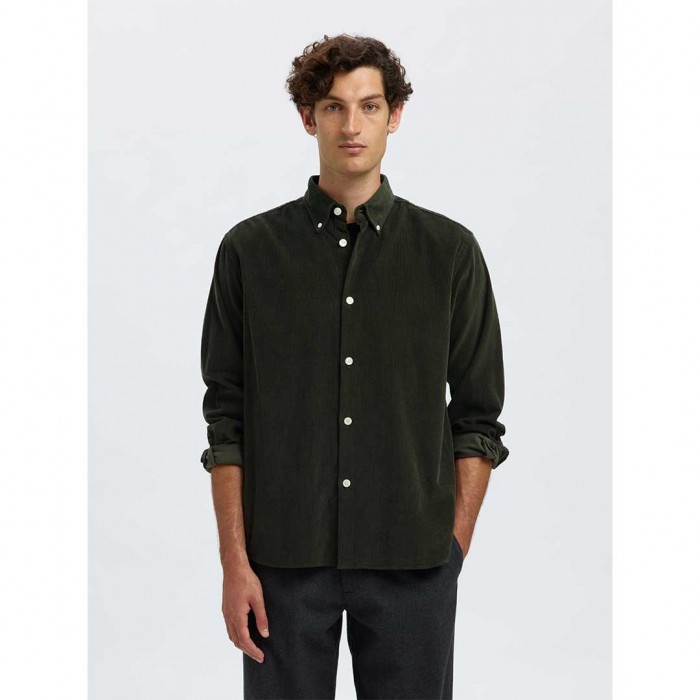 SELECTED SLHREGDANNI CORD BD LS SHIRT NOOS GREEN