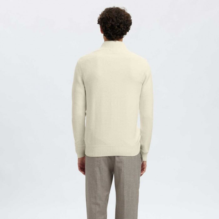 SELECTED HALF-ZIP PULLOVER OFF WHITE