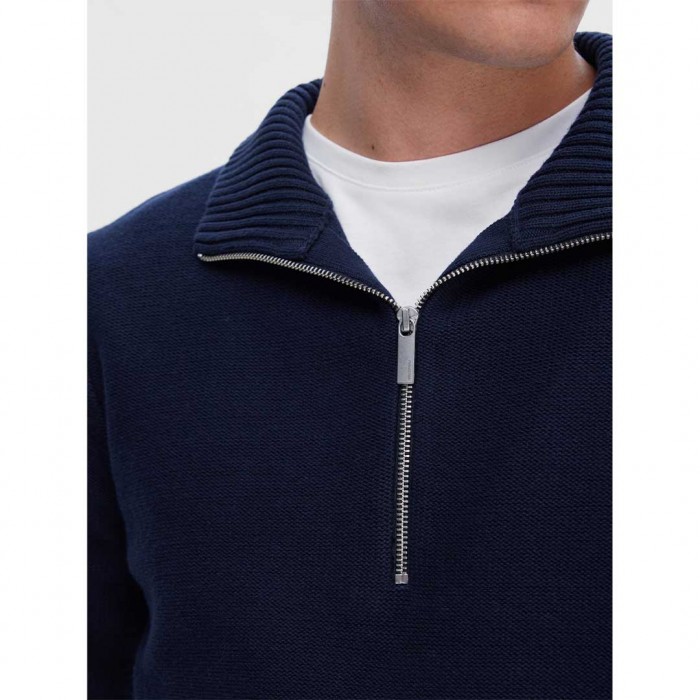SELECTED  SLHAXEL LS KNIT HALF ZIP DARK BLUE