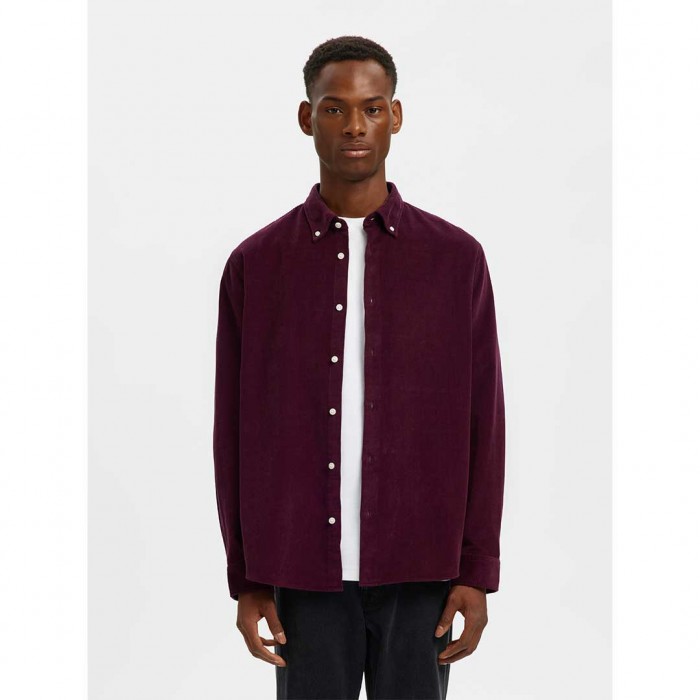 SELECTED SLHREGDANNI CORD BD LS SHIRT NOOS BORDO